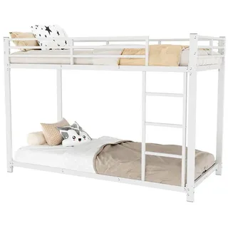 Rutaqian Etagenbett Kinderbetten, Bettgestell 90x200 Etagenbetten,Eisenbetten Mit Treppe, Eisenetagenbetten für Kinder, Jugendliche und Erwachsene