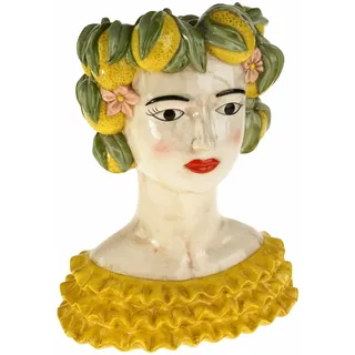 WERNS Dekovase Lady Lemon Sizilianische Frauenbüste Dekovase Lady Lemon/gelb/grün L 25.5 x B 16 x H 34, Gelb/Grün