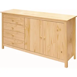 Mid.you Sideboard, Natur, Holz, Kiefer, massiv, 1 Fächer, 4 Schublade(n) Schubladen, 150x80x40 cm, Holzmöbel, Kleinmöbel Holz, Holzkommoden, Sideboards Holz