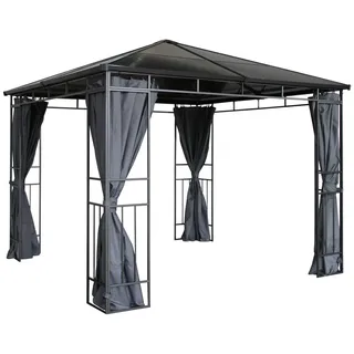 GRASEKAMP Hardtop Pavillon Limone 3 x 3 m inkl. 4 Seitenteile Schwarz/Braun