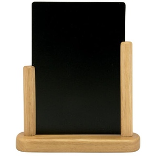 Securit Tischkreidetafel Elegant, Tischaufsteller mit beidseitiger Tafeloberfläche mit Holzsockel in U-Form, mit einem weißen Kreidestift, ca. 23 x 20 cm groß, schwarz