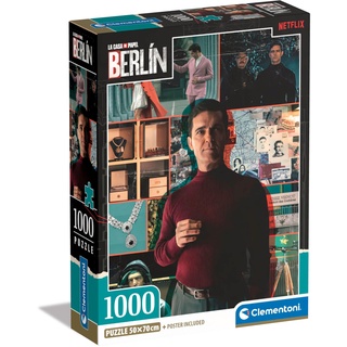 Clementoni 39849 Berlin – 1000 Teile, Netflix-Puzzle Das Papierhaus/Money Heist, vertikal, Spaß für Erwachsene, Made in Italy, Mehrfarbig