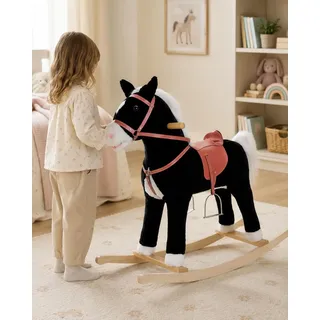 Sweety Toys 90273 Schaukelpferd Blacky | 2 Sounds, bewegliches Maul, beweglicher Schwanz