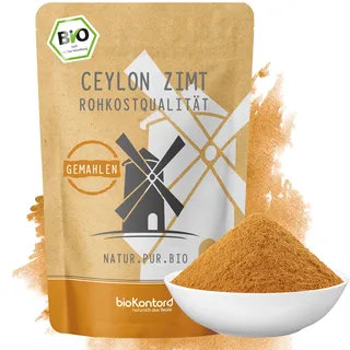 bioKontor – BIO Ceylon Zimt gemahlen 250g – Zimt Ceylon Pulver fein | Rohkostqualität – echter Ceylon Zimt Bio – Zimtpulver aromatisch für Backen & Getränke – Zimtstangen gemahlen