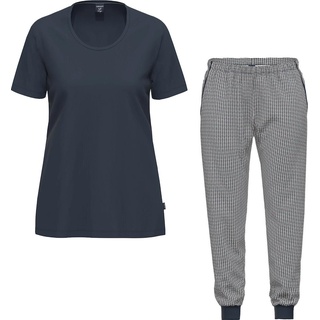 Ammann, Damen, Pyjama, Organic Cotton Schlafanzug Kurzarm, Blau, (44)