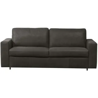 Novel Schlafsofa, Schwarz, Kunststoff, Echtleder, Anilinleder, 2-Sitzer, 198x84x98 cm, Oeko-Tex® Standard 100, Liegefunktion, Rücken echt, Wohnzimmer, Sofas & Couches, Sofas, Ledersofas