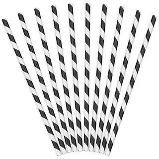 Premium Weddings Papierstrohhalme schwarz gestreift 10 Stück - Papier-Trinkhalme Strohhalme Papier Trinkhalme Papier Papierhalme Streifen schwarz