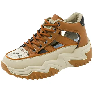 High Top Plateauschuh für Damen, ethnische Freizeitschuhe, Sommermode, hohl, atmungsaktiv, flacher Absatz, weiche Sohle, Freizeitschuhe, Flip-Flops, Sandalen - 38.5 EU