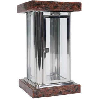 Grab-Lampe Granit Vanga Edelstahl Grab-Schmuck Friedhof-Leuchte Handgefertigt