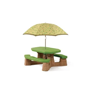 Step2 Naturally Playful Picknicktisch mit Sonnenschirm | Picknickbank für Kinder aus Kunststoff