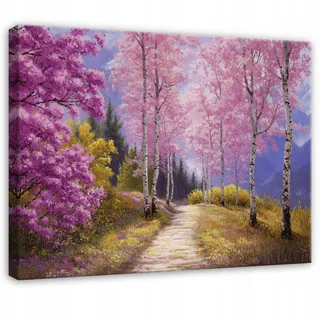 LEINWANDBILD Wald Birken Rosa 100x70 cm