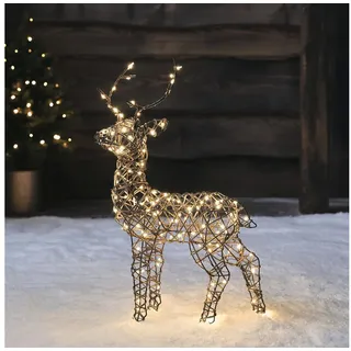 Lights4fun LED-Dekofigur Mini LED-Rentier Hirsch Studley, Weihnachtsbeleuchtung, (H) 56 x (L) 33 x (B) 10cm