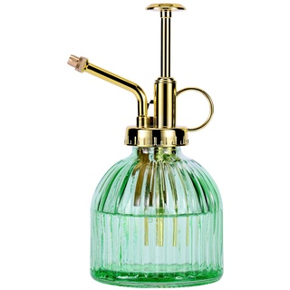 Eidoct Glas-Pflanzennebel-Sprühflasche, 16,5 cm, grüne Glas-Wassersprühflasche mit goldfarbener Pumpe, kleine Gießkanne, kleiner Pflanzensprüher Mister für drinnen und draußen, Zimmerpflanze,