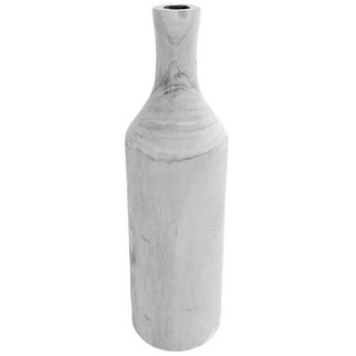Spetebo Dekovase Design Holz Blumen Vase white washed - 46 cm (Packung, 1 St., 1 Vase), Deko Holzvase Flasche naturbelassen weiß Ø 14 cm x 46 cm