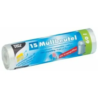 Papstar Müllbeutel 60,0 l transparent 12,0 μm, 15 St.