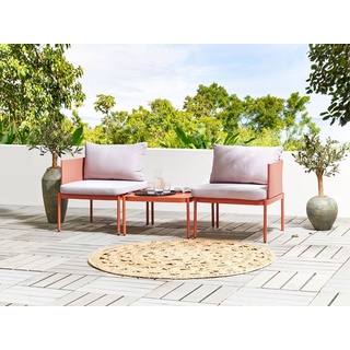 BELIANI Lounge-Set Orange Aluminium Modular 3-teilig Stapelbar 2-Sitzer mit Couchtisch und Auflagen Modern Terrasse Garten Outdoor Möbel Ausstattung