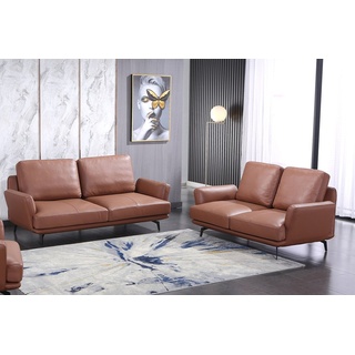 JVmoebel Sofa Sofagarnitur 3+2 Sitzer Ledersofa Couch Wohnlandschaft Garnitur, Made in Europe braun