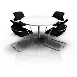 Runder Profi-Besprechungstisch Communic, 70 x 70 x 72 cm, Lichtgrau / Weiss / Farb- & Dekorwahl