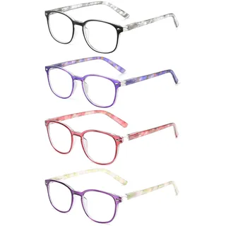 JM Lesebrille Satz von 4 Qualität Federscharnier Leser Damen Herren Brille Für Lesen +1.5 Mischfarbe