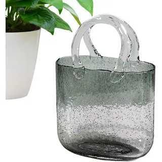 Vase Groß Glas Handtasche, Klare Tasche Vasen Mit Griff, Handgemachte Glasvase Aesthetic, Deko Blumenvase Modern, Vase Für Langstielige Blumen, Obst, Kleine Fisch