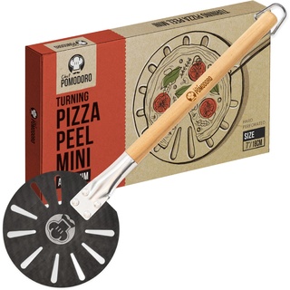Chef Pomodoro Pizzaschieber – Pizzaschaufel – Pizza Schaufel Metall – Aluminium Pizzaschieber mit Holzgriff – Pizzaschieber für Pizzastein - Pizza Schaufel für den Grill & Backofen (17,8 cm)