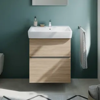 Evineo ineo5 evo Unterschrank B: 60 cm, 2 Auszüge, mit Griffmulde, für Geberit Renova Plan Waschtisch,, BE0986OA,
