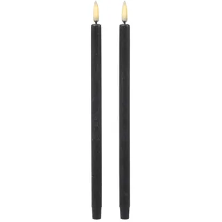 LED Stabkerzen Thea dünne Tafelkerzen Echtwachs H: 25cm schwarz 2Stk