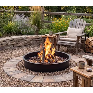 Aptliton Feuerstellen-Ring-Liner 162 cm Außendurchmesser / 152cm Innendurchmesser | Robuster Stahl Feuerstellenring Für DIY Feuerstelle | Feuerschale Rauchfrei Für Garten, Terrasse Und Camping