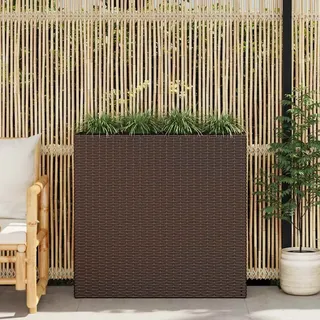 Garten-hochbeet Mit 4 Töpfen Poly Rattan Braun