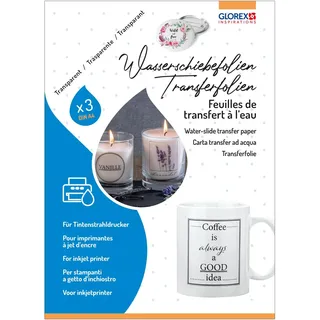 NEU Glorex Wasserschiebefolie für Tintenstrahldrucker, 3 Blatt DIN A4