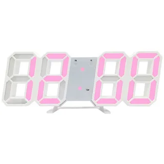 MAGICSHE Wanduhr 3D LED Digitalwecker,digitaler Nachtlicht Wecker (Moderne Digitaluhr,Intelligente Lichtempfindlichkeit) rosa