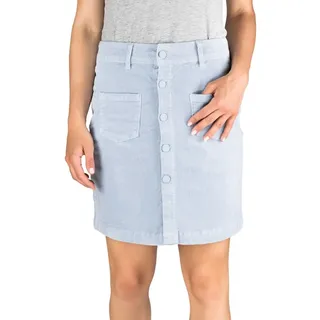DENIMFY Cordrock Damen Midi Herbst Cord Stretch DFAlina A-Linie Midirock Knielang Taschen Knöpfe Rock Skirt, Größe:M, Farben:Vintage Jeans Blue (59205) - M