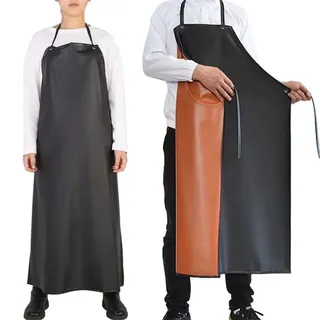 Schürze, 2-teilig, Aus Wasser- Und Ölabweisendem, Verdicktem Pvc Für Die Küche, Laubau-schürze (schwarz)