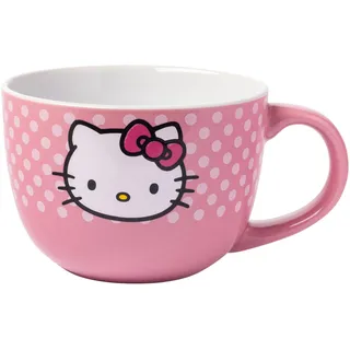 Silver Buffalo Sanrio's Hello Kitty Suppentasse mit Gesicht und Punkten, Keramik, 680 ml