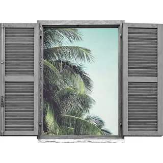 queence Wandtattoo Palmblätter (1 St), Wandsticker, Wandbild, selbstklebend, 3D, Fenster grün