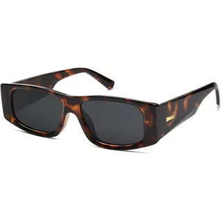 SOJOS Sonnenbrille Damen Polarisierte Retro, Rechteckige Mode Trendy Eckig Schmal Sonnenbrillen SJ2228 - S