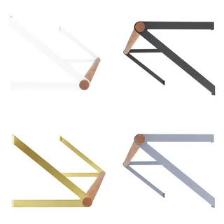 Natural Goods Berlin 2x Kleider-Stange GARD REINICKENDORF | Wandmontage | Kleider-Stangen-Halter aus Metall in Antik-Gold | 130cm Rundstab aus europäischem Eichen-Holz | Ideal als Garderoben-Stange