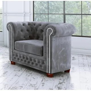 s-style möbel CHESTERFIELD-SESSEL Lauren Grau Samt