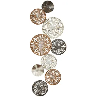 levandeo 3D Wandbild 33x87cm Ringe Kreise Metall Braun Gold Deko Teller Wanddeko Design Wandkunst Metallbild