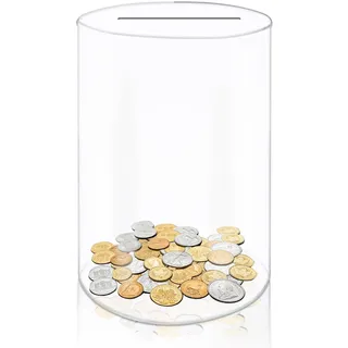 QAZIUY Acryl Transparente Sparbüchse,Spardose Nicht zum öffnen Spardosen für Kinder Erwachsene,Spardose Durchsichtig Spardose für Scheine (20 X 13 X 13cm)