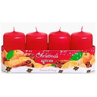 Dekohelden24 Stumpenkerze 4er Set Stumpenkerze, Adventskerzen, Adventskranzkerzen, Duftstumpenke, cm rot