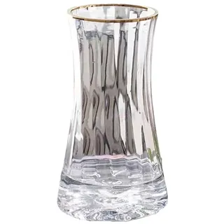 Surwin Glasvase Deko, Klar Glasvase Vintage Deko Gross Vase Tischdekoration Klarem Blumenvase für Wohnzimmer Büro Dekoration Heimdekoration, Hochzeits (23cm transparentes Gold)