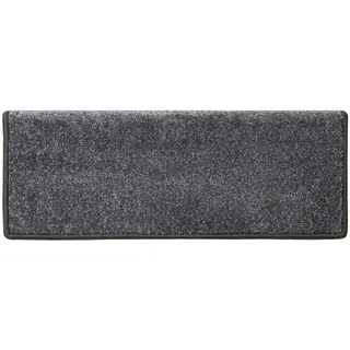 casa pura Stufenmatten innen 1 stück Treppenteppich selbstklebend und antirutsch mit kuschlig weichem Flor - Treppen Teppichstufen gekettelt rechteckig Anthrazit - 65 x 23,5 x 1,3 cm (Sundae)