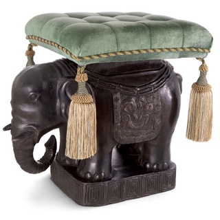 Casa Padrino Luxus Hocker Elefant Bronze / Türkis / Gold 58 x 40 x H. 55 cm - Gepolsterter Aluminium Sitzhocker mit Samtstoff - Luxus Möbel - Luxus Qualität