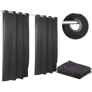2er-Set Verdunkelungs-Vorhänge, 4-cm-Ösen, 145 x 245 cm, schwarz