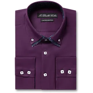 MrDoubleCollar Italienisch Design Braun Paisley Print Doppelkragen Langarm Hemd - M