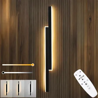 niuniaj 15W LED Wandleuchte Innen Dimmbar 120CM Wandlampe innen mit Fernbedienung,Up Down Wandlicht,Moderne Wandlampen Schwarz für Schlafzimmer Korridor Wohnzimmer Treppe Kinderzimmer Küche