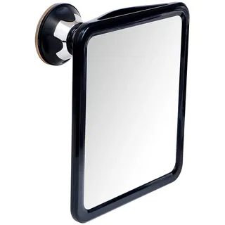 Mirrorvana Duschspiegel Antibeschlag mit Saugnapf, Rasierspiegel dusche groß, Badspiegel ohne Bohren rasieren, 1-Fach, 20 x 18cm (Schwarz)
