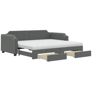vidaXL Tagesbett Ausziehbar mit Schubladen Dunkelgrau 90x200 cm Stoff1897472