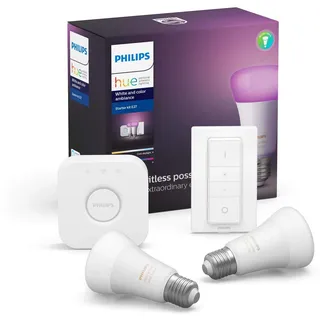 Philips Hue Color 2xE27 Bulbr Starter Kit - Richer Colors + Switch, 929002216806 (Kit - Richer Colors + Switch)